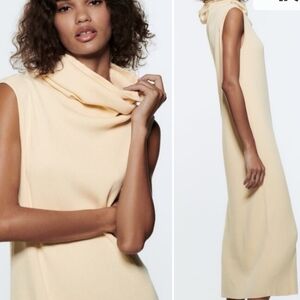 Zara Sleeveless Cream Cowl Neck Maxi